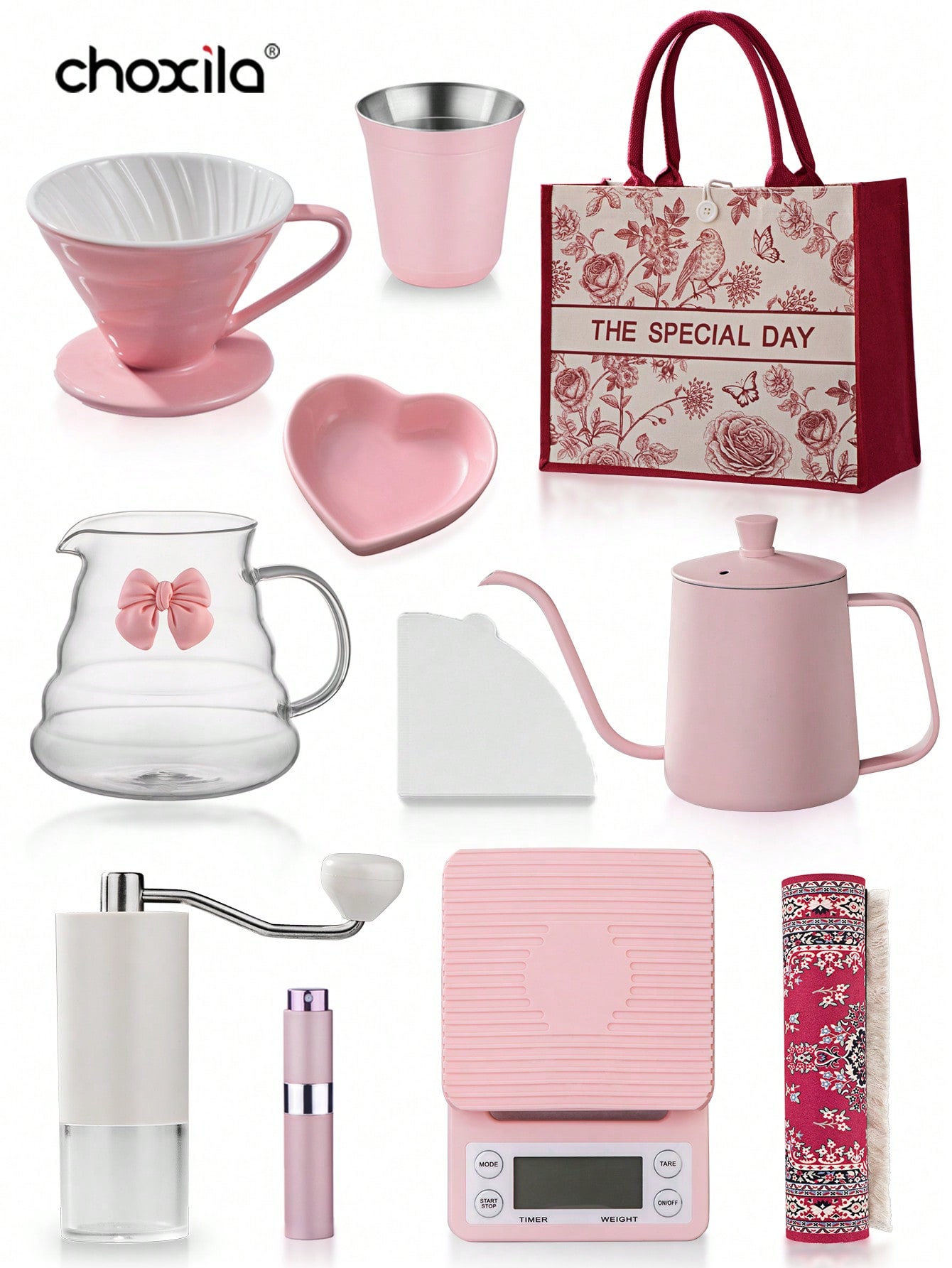 Coffee Equipment Kit - 1 conjunto rosa despeje sobre conjunto