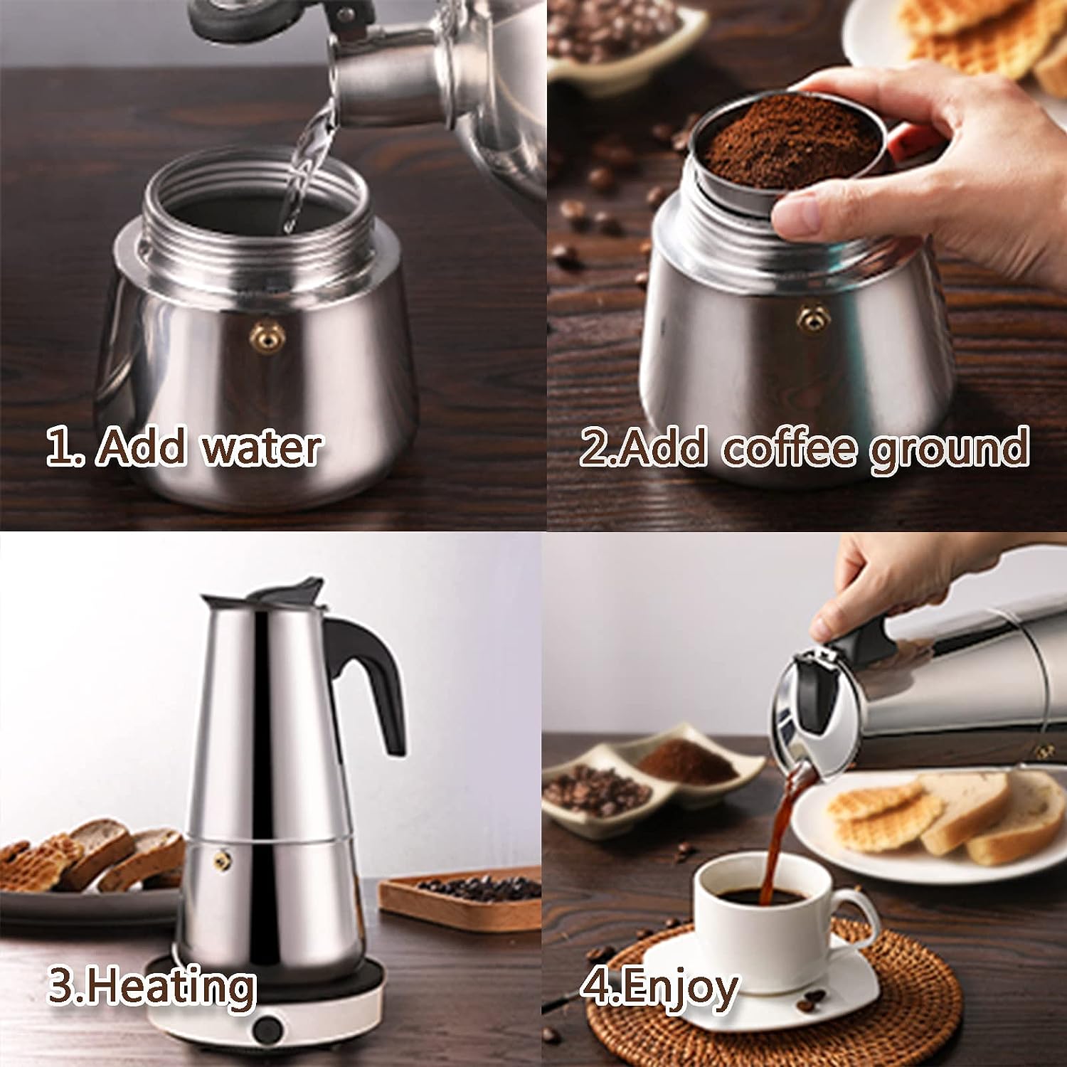 4/6/9 Xícaras Moka Pot Caffe M - Coffee Vending Equipment avaliação e preço